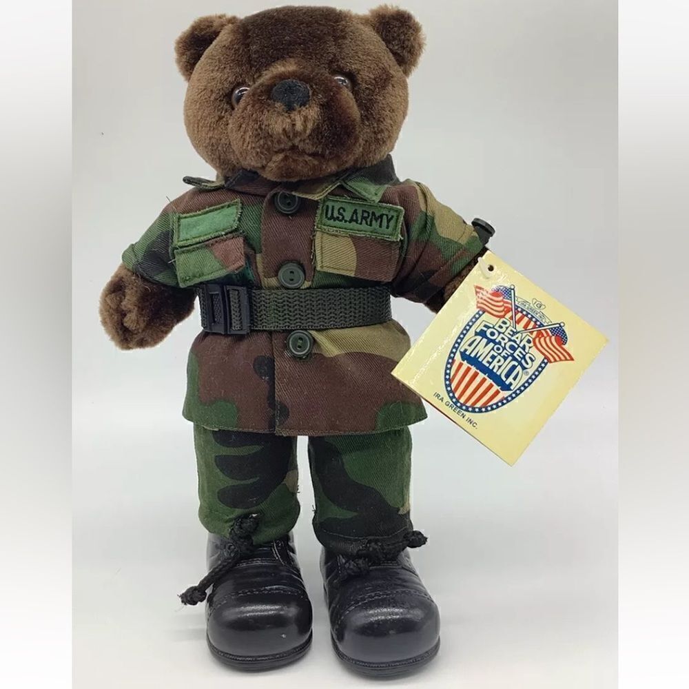 NWT Vtg Bear Forces of America US 10” Army Drill Instructor Teddy Stuffed Animal